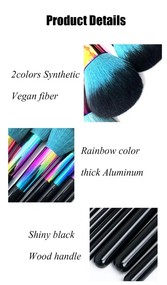 Rainbow Oval Makeup Brushes Set Kabuki Kit 7pcs 10 pcs Profession Custom Makeup Brush Set
