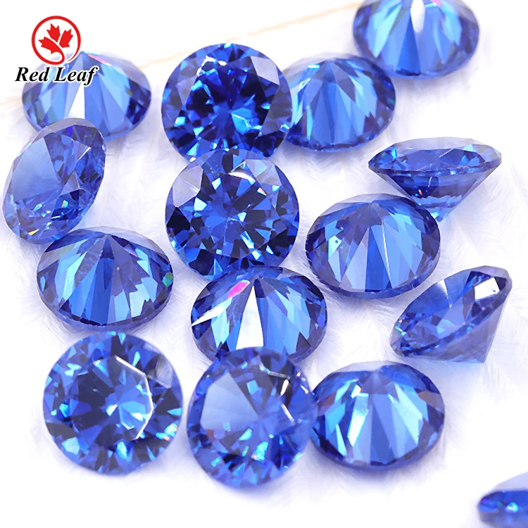 

Redleaf Jewelry Loose synthetic crystal zircon stone tanzanite color round brilliant cut wholesale crystal cubic zirconia gems