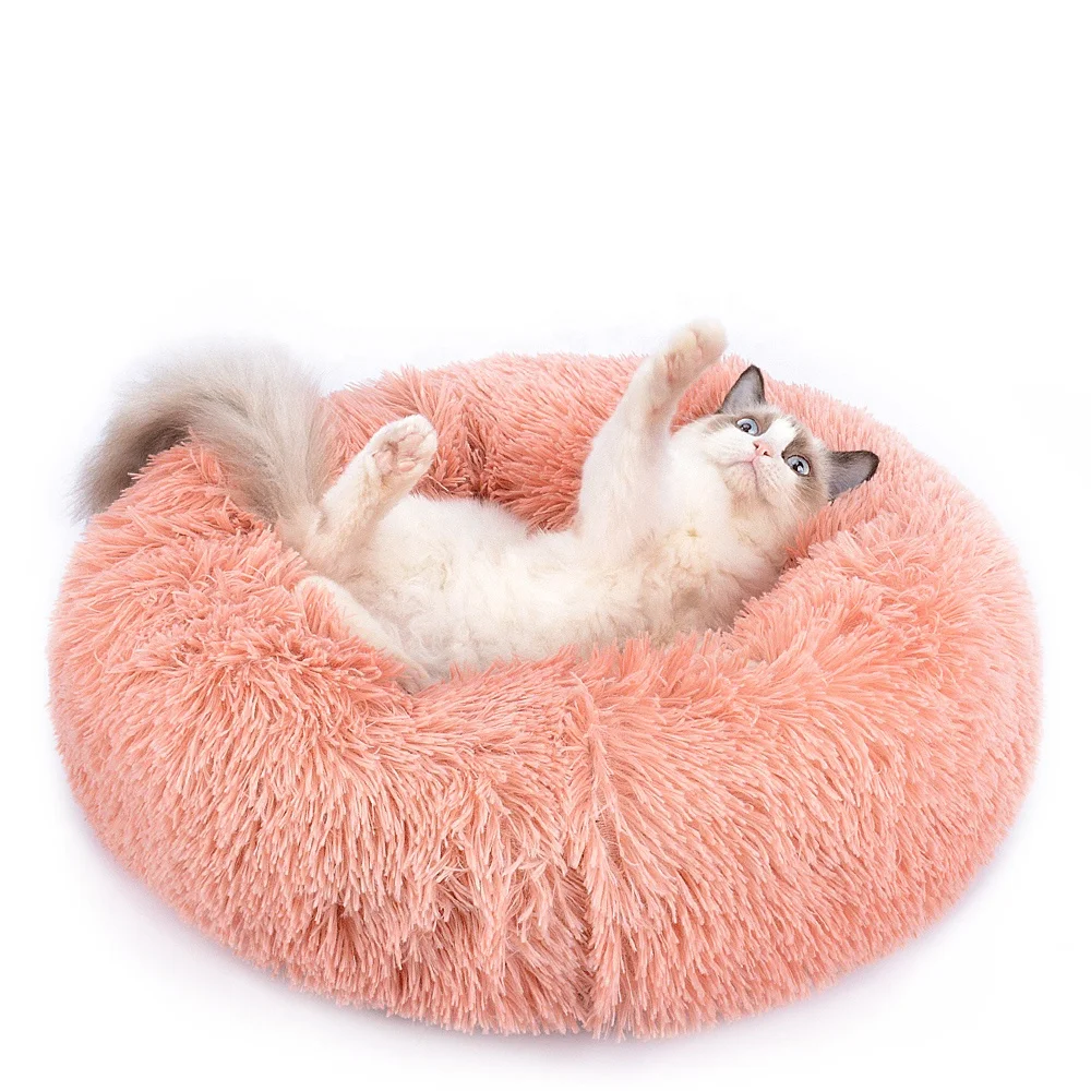 

Top Selling Soft long stuffed pillow of the pet cat dog's bed washable zipper Round Larger Fluffy pet bed