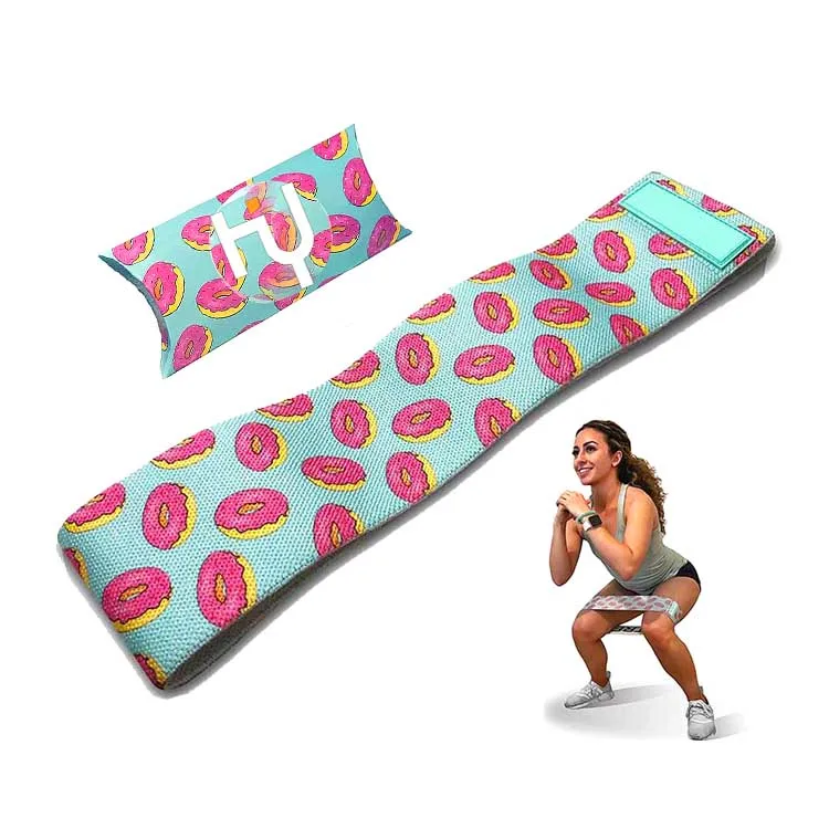 

Custom logo pizza print Glute set adjustable exercise ring elastic fabric resistance band, Customized