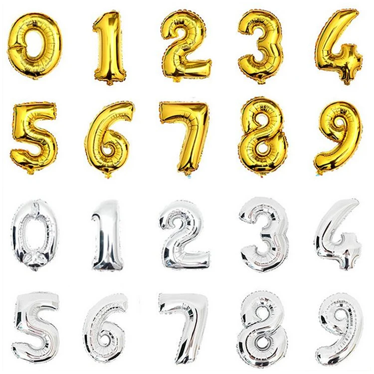 

Wholesale Wedding Birthday Party Decoration Digital Balloon 16 Inch Foil Number Balloon