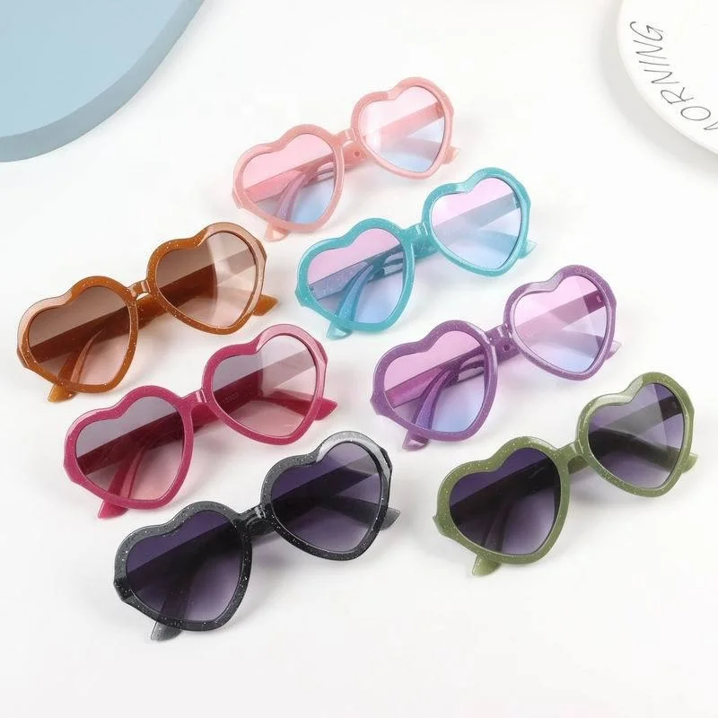 

New trendy children's gradient color love sunglasses candy frame cartoon cute boys girl baby heart sunglasses decorative glasses