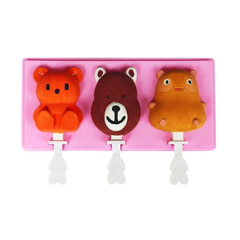 Hot Sale OEM Wholesale Food Grade DIY Carton Baking Molds Kids Silicon Ice Cream Popsicle Mould With Cover