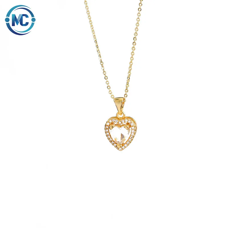 

2021 Exquisite Gold Plated Crystal 18K Gold Plated Brass heart shaped Necklaces