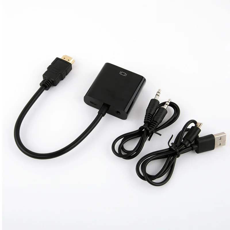 

Hdmi to Vga Converter Male To Female Adapter with Audio Cable 1080 HD for Laptop Xiaomi Xbox Computer PC TV Ps2 Tablet Display, White,black,customize