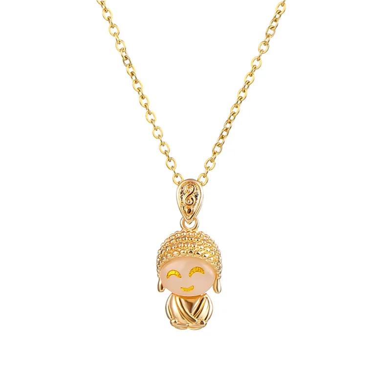 

Real Gold Plated Womens Jewelry 2021 No Fade Gold Jewelry 90S Jewelry Buddha Necklace, Rose gold