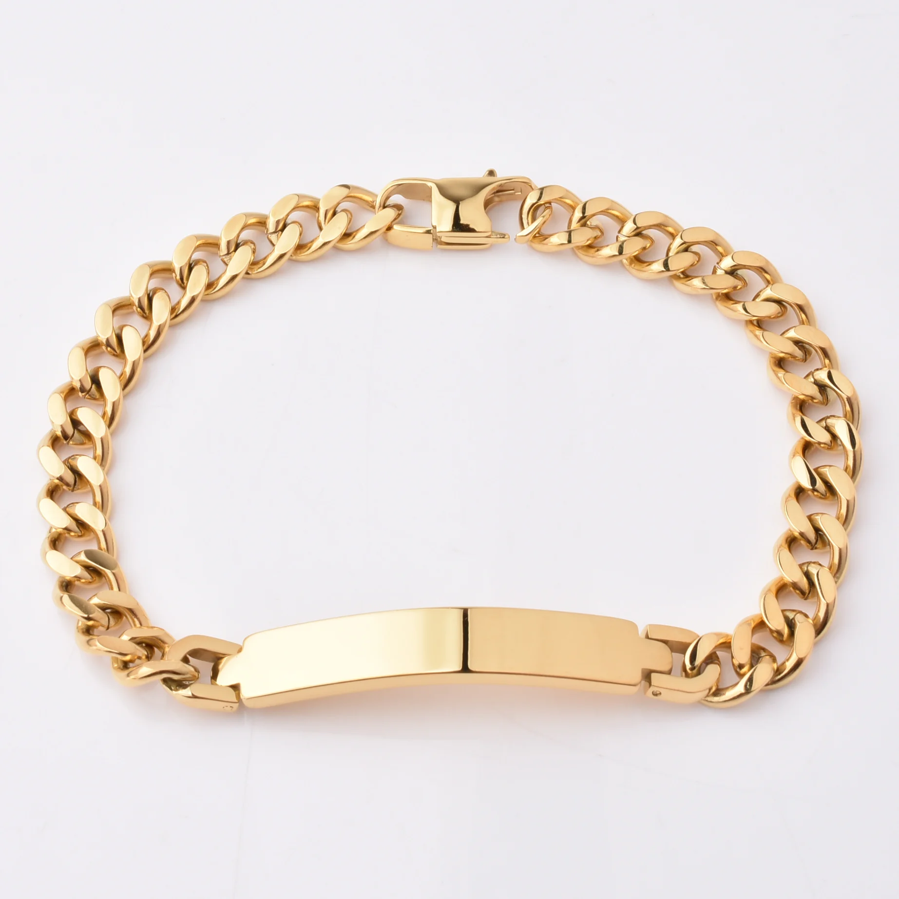 

Hot Sale Fashion 18K Gold Plated Plate Bracelet Gold Miami Cuban Link Chain Bracelets Hiphop Jewelry