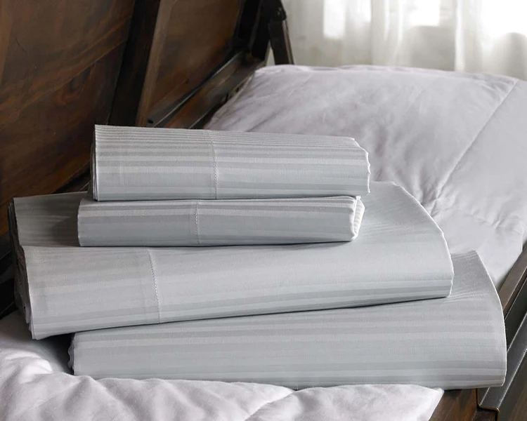 Wholesale Factory White Stripe 5 Stars Hotel Bedsheet Bedding Sets,Hotel Luxury Bedding Linen