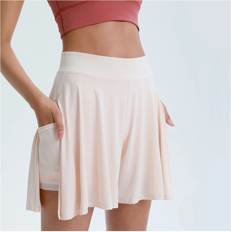 

Summer Double Layer Sports Quick Drying Breathable High Waist Women's Outdoor Fitness Running Yoga Gym Workout Skirts, 2 colors