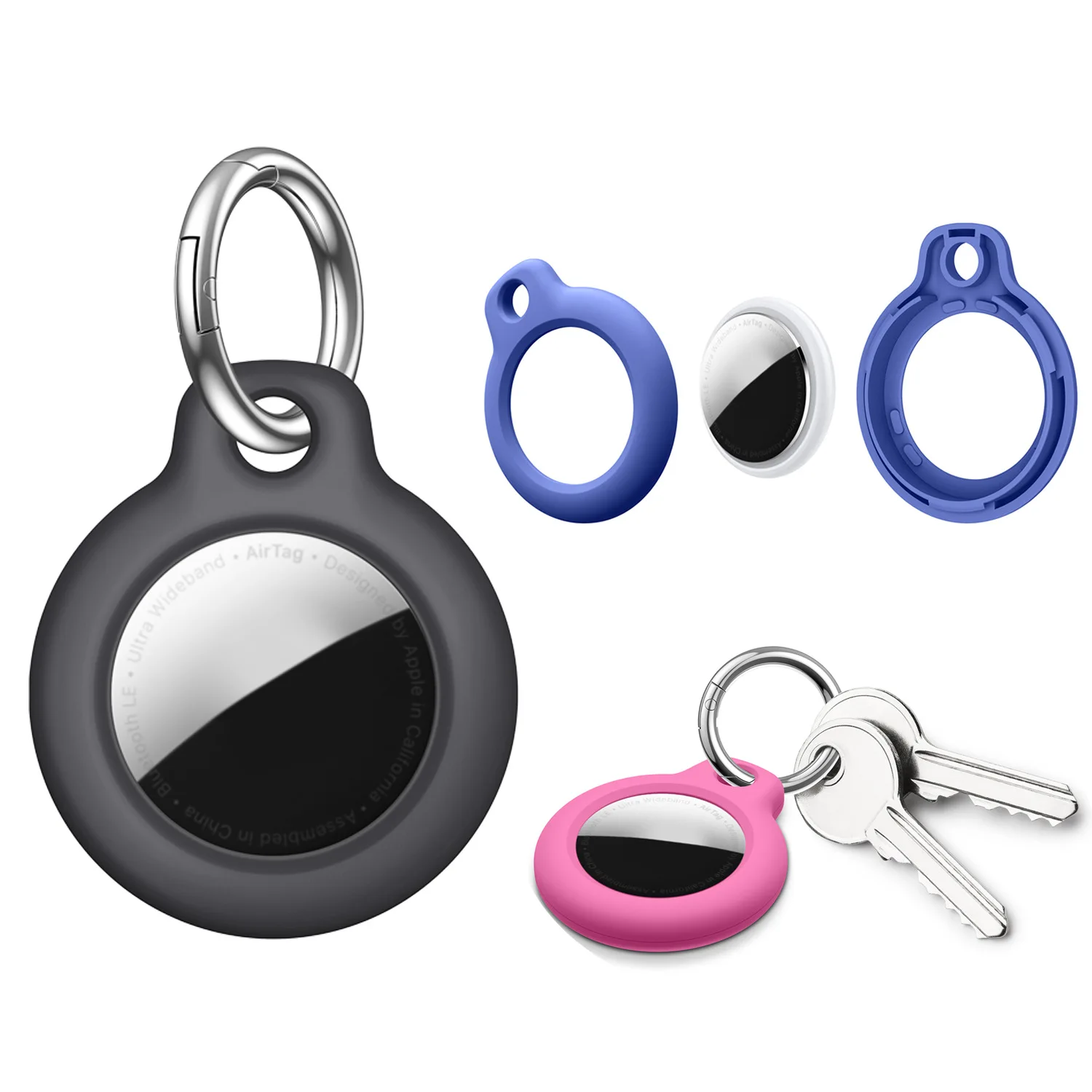 

Wholesale hot popular locator tracker anti-lost device keychain silicone protective cover suitable for Apple Airtags case