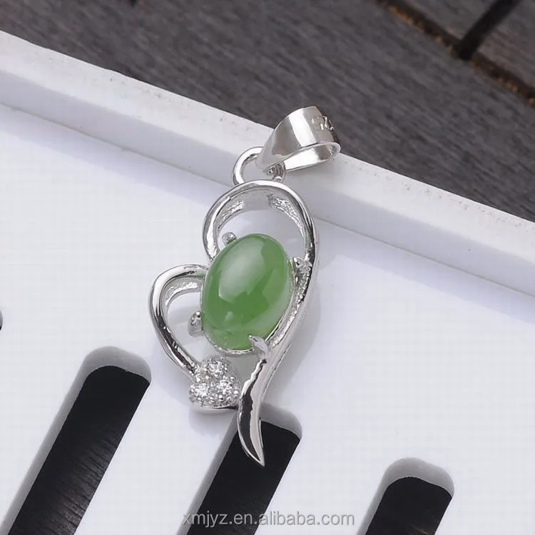 

Certified 925 Sterling Silver Inlaid Hetian Jade Pendant