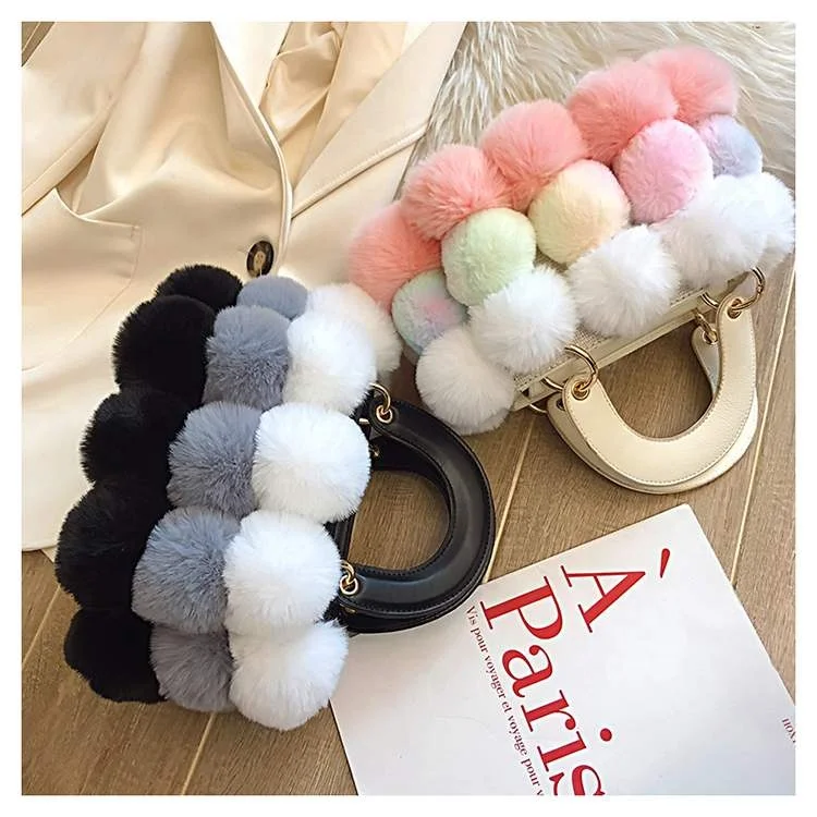 

Korean Winter bags ladies plush tote messenger bag female fluffy shoulder bag for women, Customizable