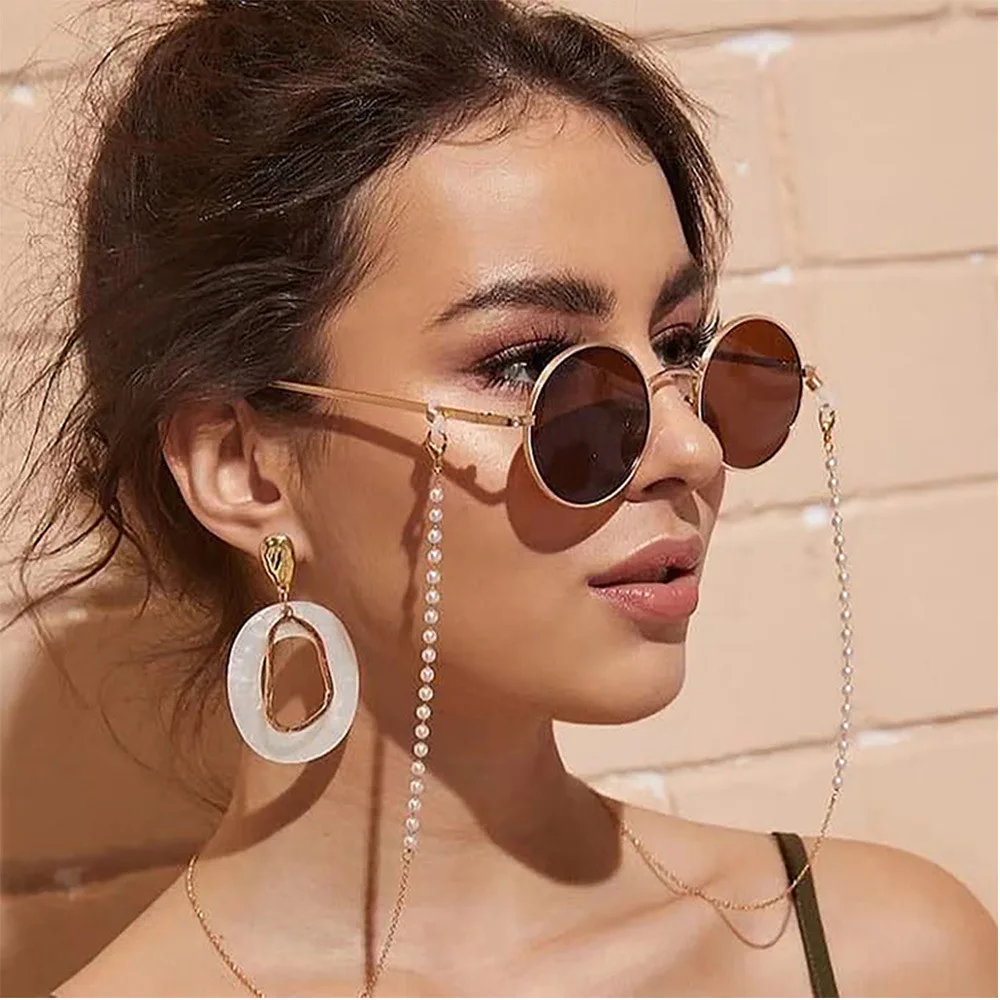 

Eyewear Accessories Gold Bead Chain For Sun Glasses Rope Necklace Pearl String Eye Glasses Eyeglasses Sunglasses Chain With Hook