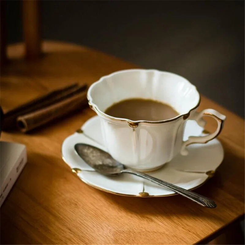 

Vintage European Style Printed Coffee Cup, White