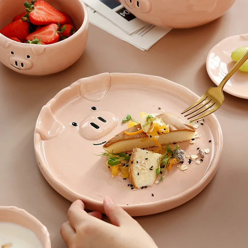 

Piggy Cartoon Pattern Dinnerware For Kids Ceramic Plate Dish Serving Plates Sets