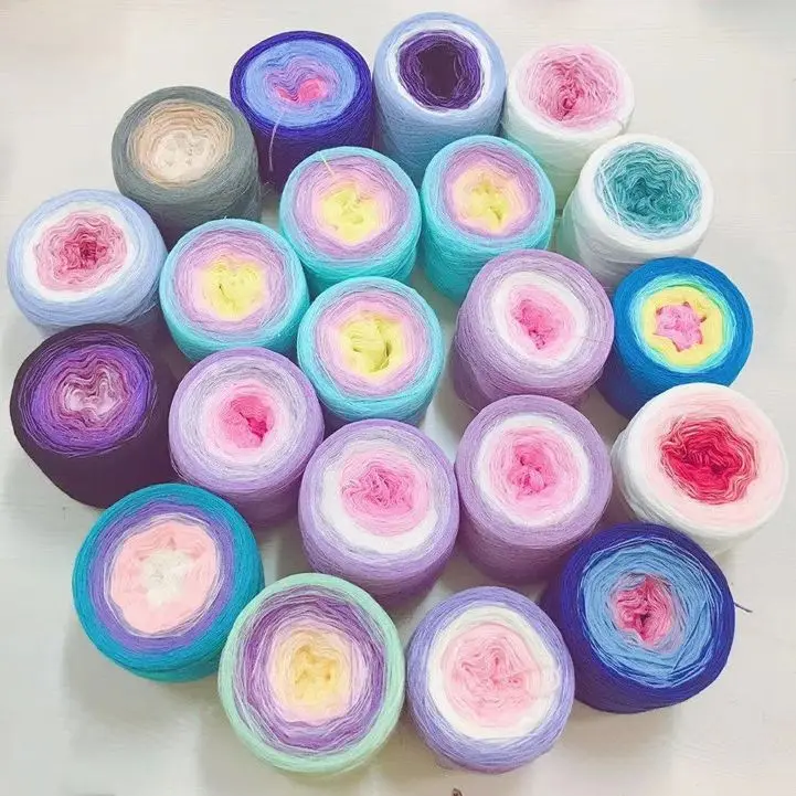 

Wholesale Price Gradient Color Melange Space Dye Cotton Crochet Knitting Rainbow Cake Ball Blended Yarn