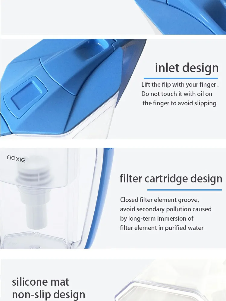 Eco-friendly water purifier jug with long lifetime filter for home and office