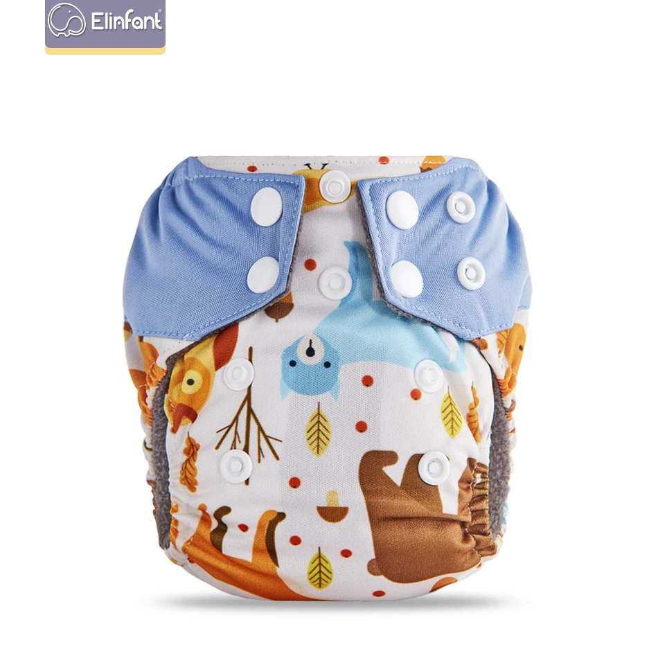 

Elinfant AIO printed colorful cloth diaper for new born babies washable reusable night use cloth diaper