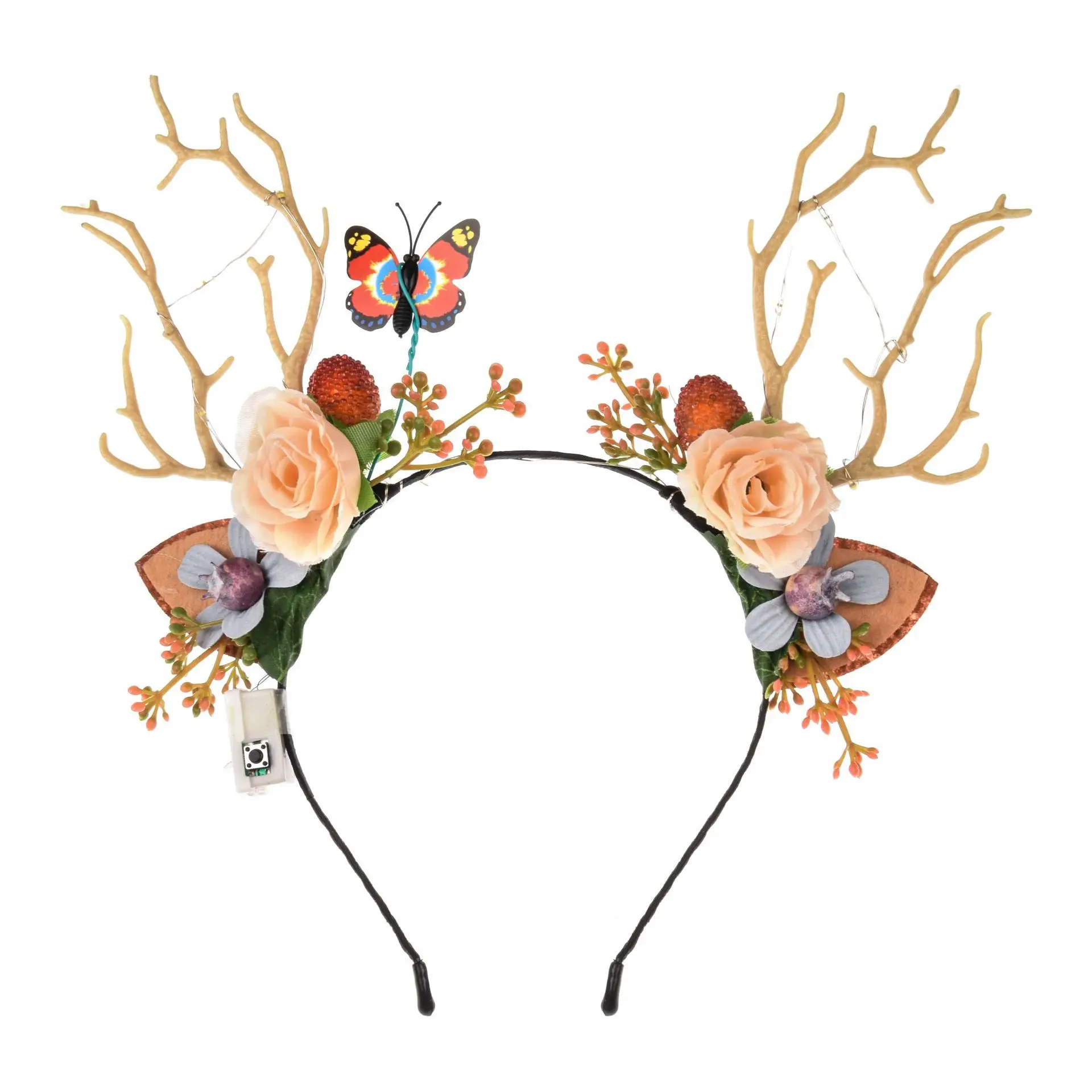 

Shiny Elk Deer Horn Headband Shiny Hair Band Flower Fairy Deer Horn Headband Christmas Party Student Gift