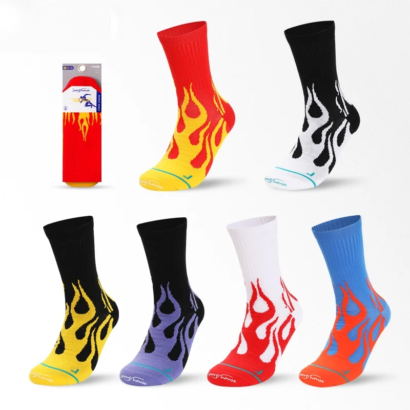 

Premium Casual Sox Top Quality Flame Style Crew Man Fashion Athletic Socks