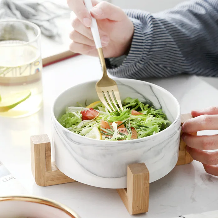 
Nordic Marble Design Large Ceramic Salad Bowl 