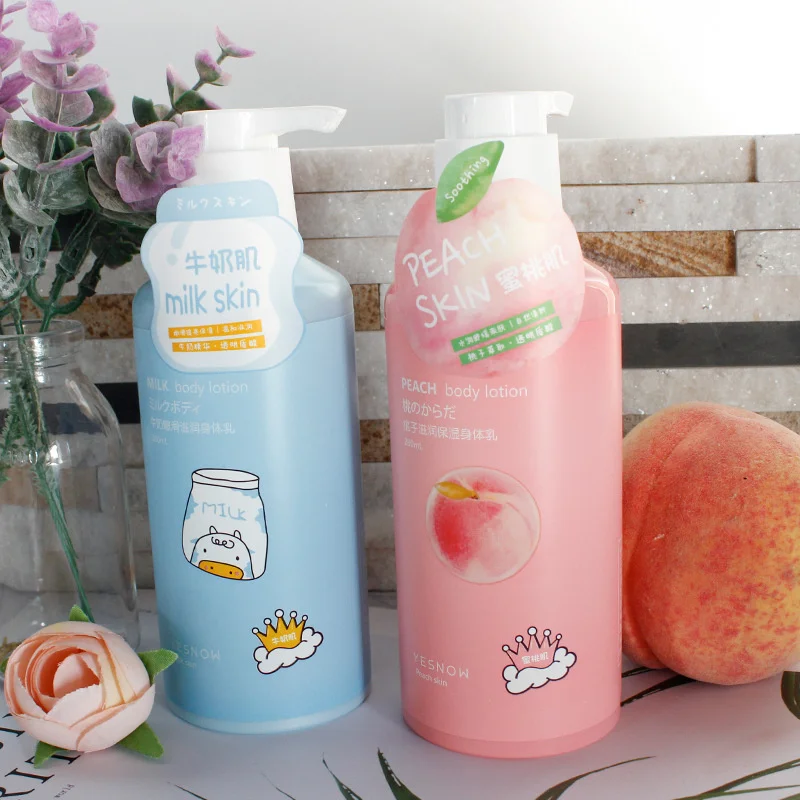 

Wholesale 280ml 450ml peach milk skin moisturizing nourishing brightening firming smoothing softening body wash lotion