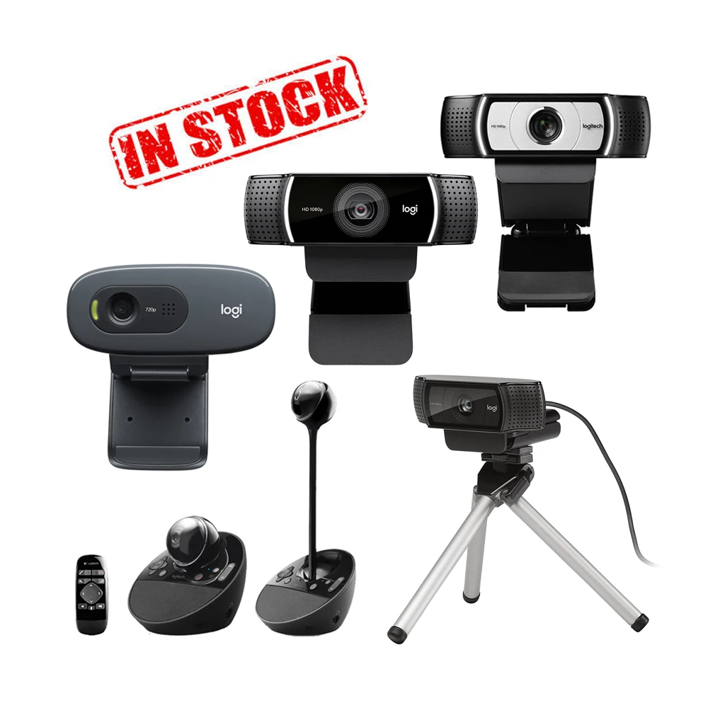 

Original Logitech Webcam C270 C270i C922 C930e C920 Pro BCC950 C670i Web Cam Camera USB Webcam for Business Studying Live Show, Black
