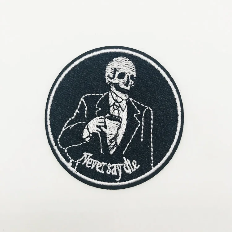 

Wholesale Male Sketch Embroidery Black iron on patches for Clothing Applique, Custom