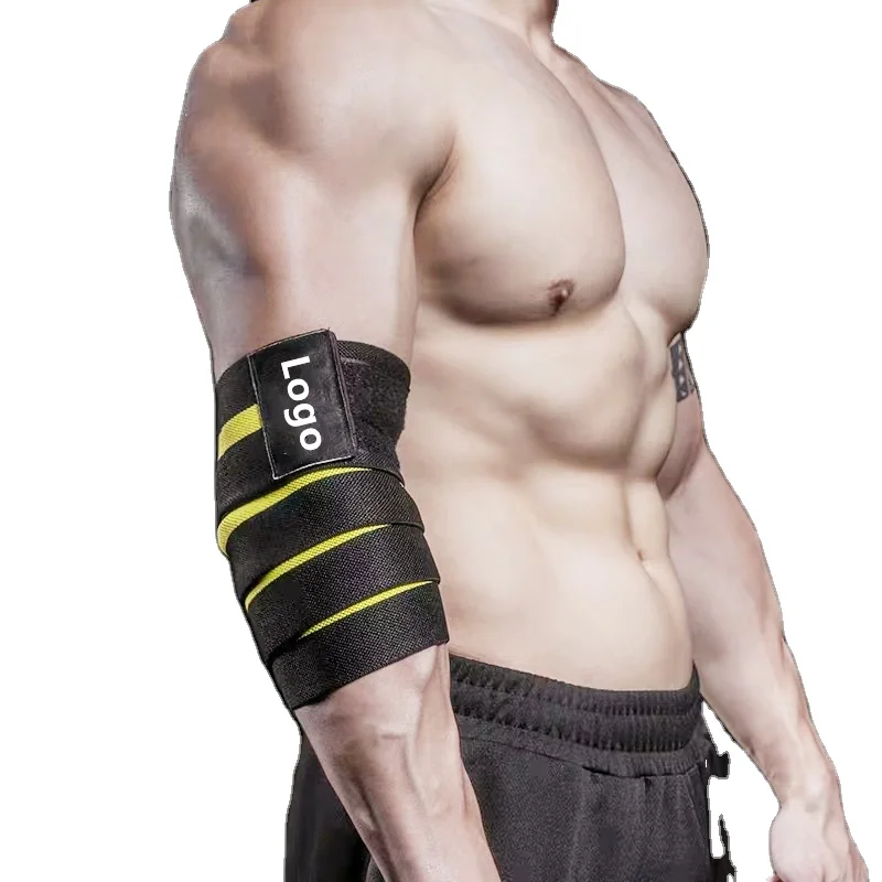 

Professional Wrist Elbow Knee Wraps Elastic Straps Brace Support Protector for Weightlifting Workout Bodybuilding Gym Fitness, Black and customized