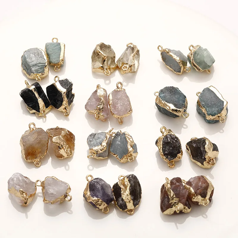 

New Design Irregular Natural Stone Alloy Penden Rough Stone Charms for Jewelry Making DIY Necklace