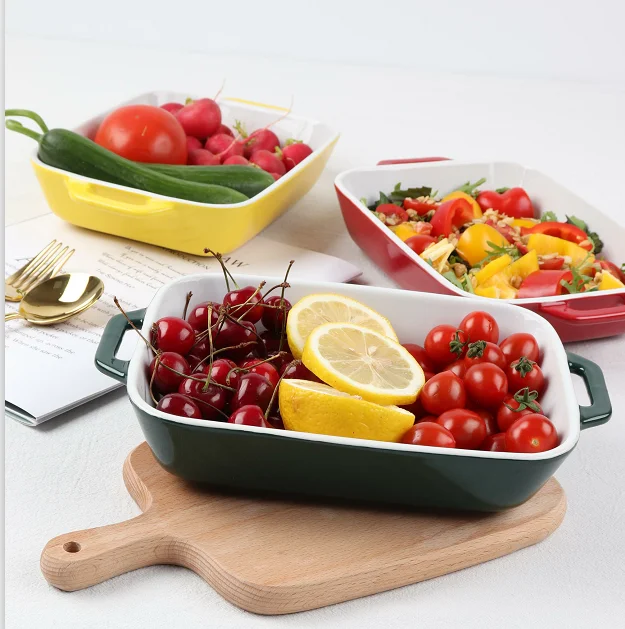 

Wholesale Rectangle Baking Pan Color Glaze Pans Set Non Stick Other Bakeware Ceramic Baking Pans