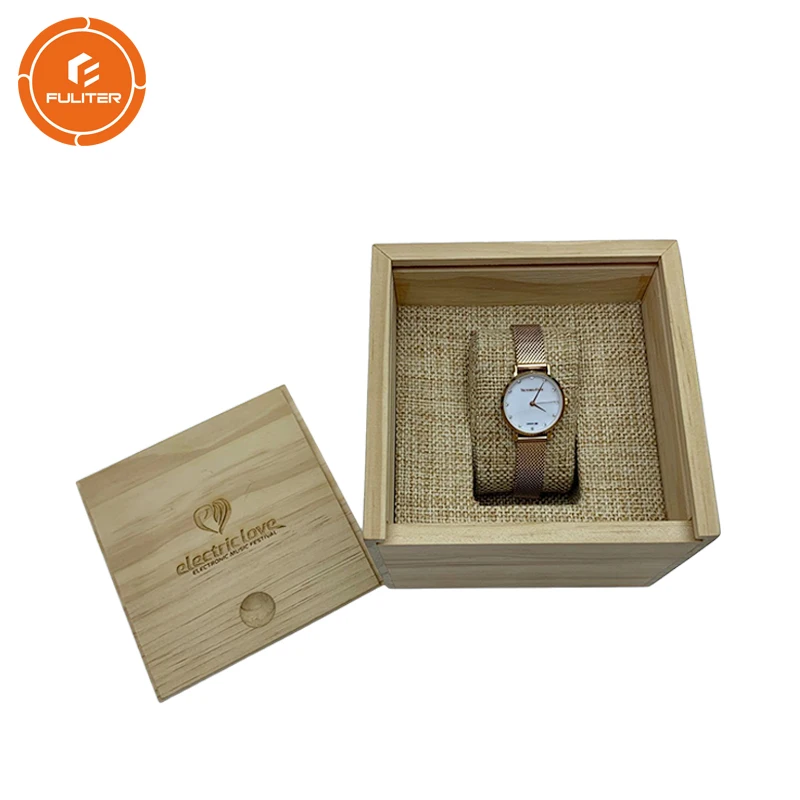 

Wholesale Customized Luxury Natural Drawer Wood Custom Logo Wood Box for Watches, As you required