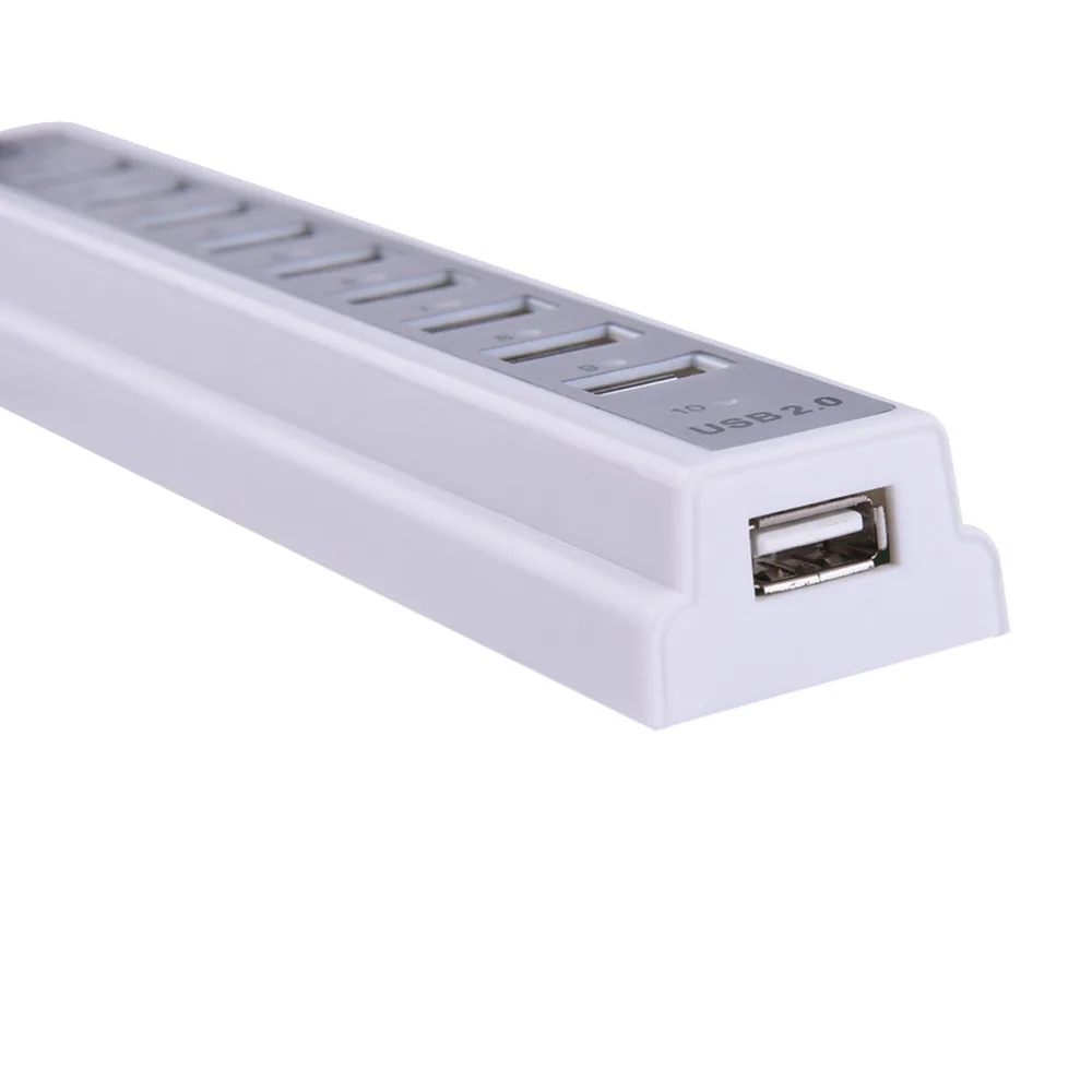 USB 2.0 Hi-speed 480Mbps 10 Ports USB Hub + Power Adaptor For PC Notebook Laptop with Retail Package