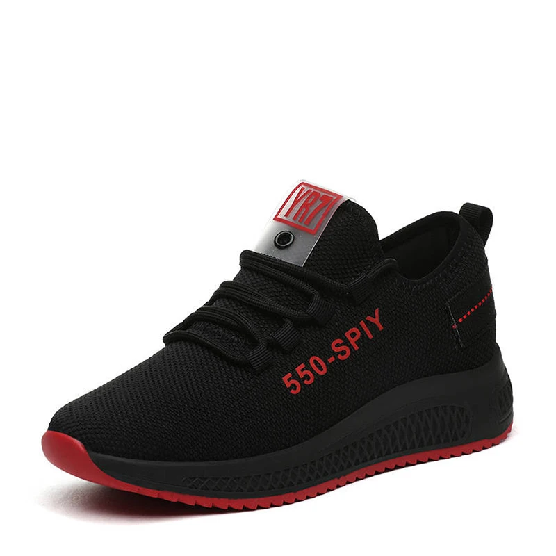 

Most Popular Custom Light Working Lace Up Sports Shoes Black Mesh Sneakers for Men