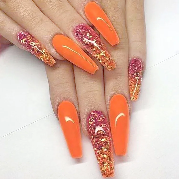 

24 Nail Slices Detachable Finished Product Long Reusable Gel Press on Nail Designs, As pic