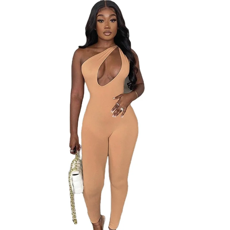 

2021 summer sleeveless yoga bodycon hollow out fashion sexy club Jumpsuits