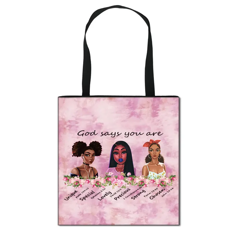 

Afro Girl Print Totes Africa Women Fashion Handbag Ladies Shopping Bag Teenager Black Brown Girl Shoulder Bag for Travelling
