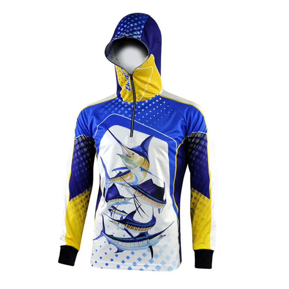 

100% polyester breathable vented Half-zip hooded fishing shirt for men wholesale tournament bass quick dry hand protected jersey