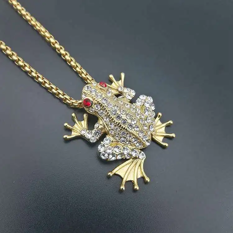 

Fashion Designer Stainless Steel Cubic Zirconia Red Eye Frog Pendant Necklaces