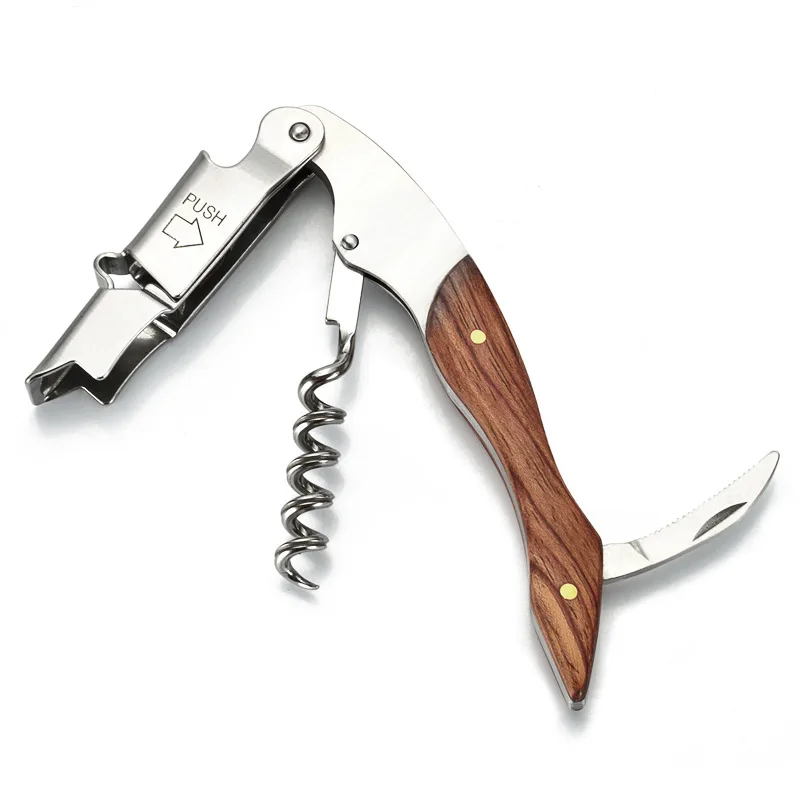 

Hot Sale Red Wine Opener Corkscrew With a Comfortable Wooden Handle Wine Corkscrew Opener For Bartenders