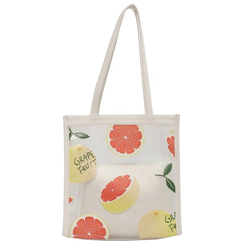 

Custom Pattern 2Pcs/set Lady Pu Purse Summer Jelly Tote Bag Women Beach Clear Shoulder Bag Frosted Transparent Pvc Handbag Set, White, black, yellow, pink