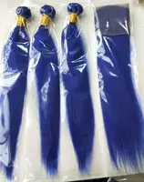 

Suttie wholesale virgin hair vendors straight human hair bundles ,brazilian blue color hair bundles with closure frontal