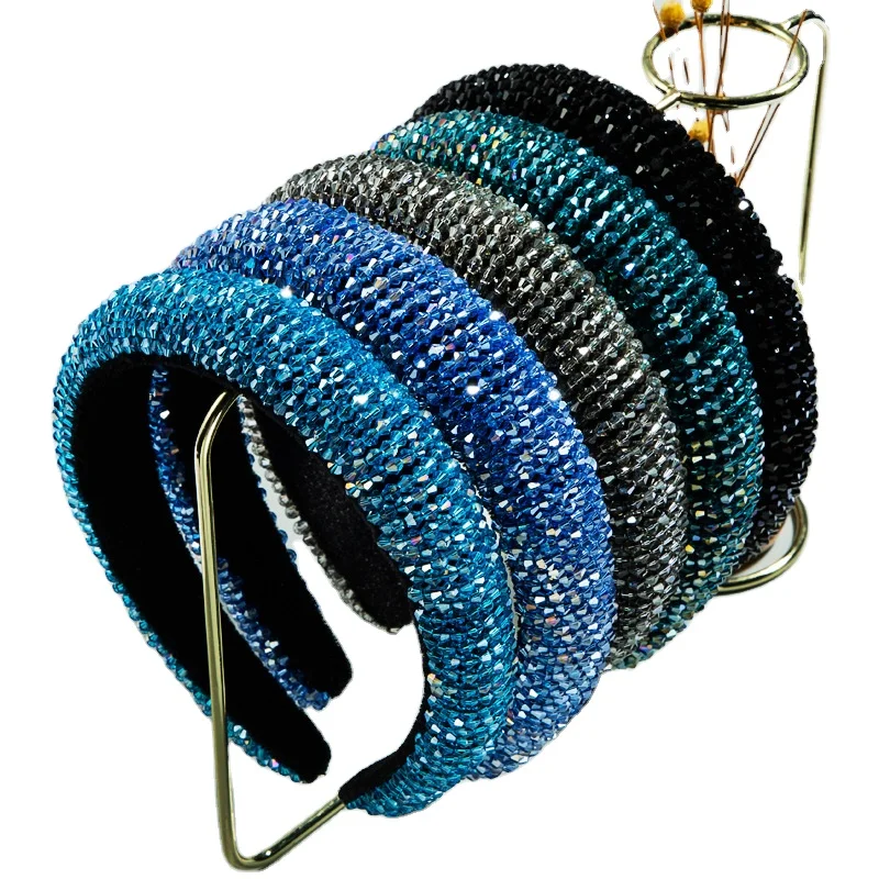 

New Trending Products 2023 Hot Selling Sponge Hair Hoop Versatile Hand String Crystal Wide-brimmed Headband Jewelry