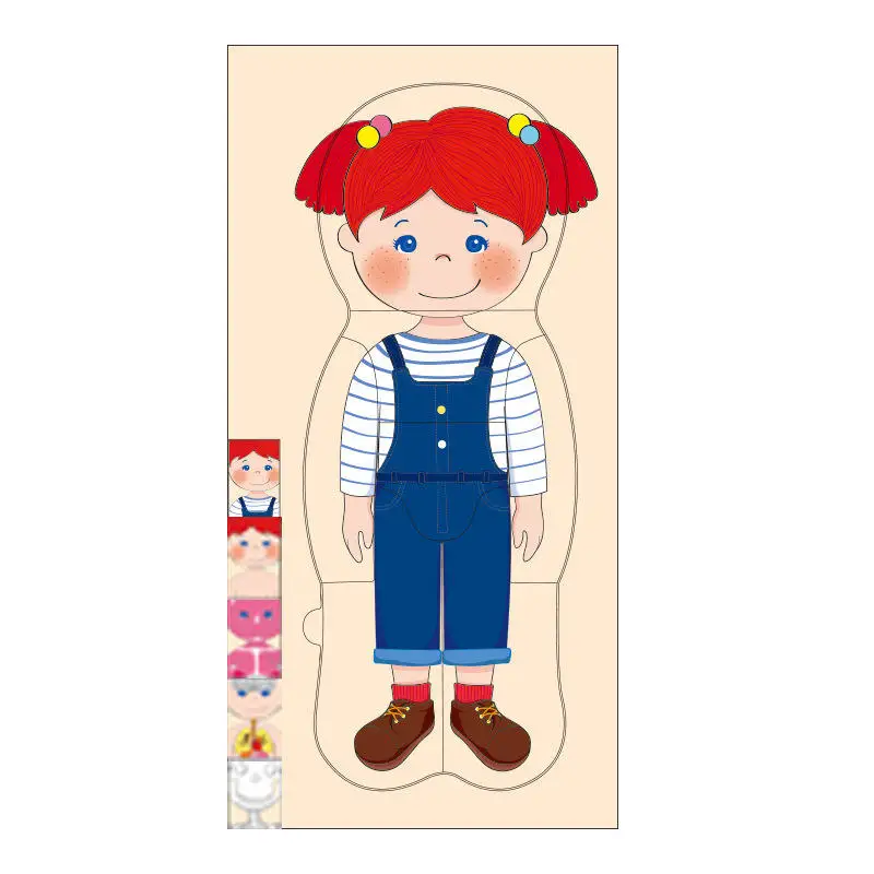 Montessori Body Structure Jigsaw Puzzles for Toddlers Wooden Multi-layered Puzzle Panel