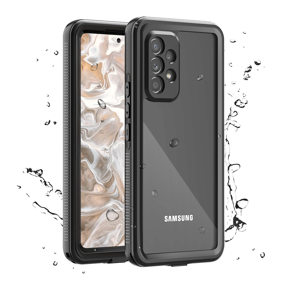 

full body waterproof 360 diving protective mobile phone case for samsung A53 A52 A51 A42 A33 A32 A22 A21 A72 A13 A12 A02S A03S, Black or customized