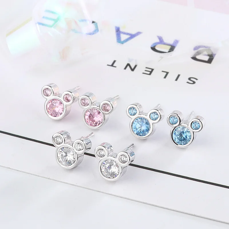 

Wholesale Women Earrings Mouse Stud Earrings Sterling Silver Needle Birthstone Stud Earrings for Women Girl Birthday Gift