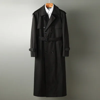 

New Coming High Quality Double breasted Long Sleeve Trench Coat Men Lapel Collar Slim Solid Classic Long Trench Coat for Boys