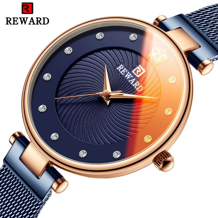 

REWARD RD22014L 2019 New Women's Relogio Masculino Ladies Watch Fashion Special Colorful Glass Watch Creative Waterproof Clock