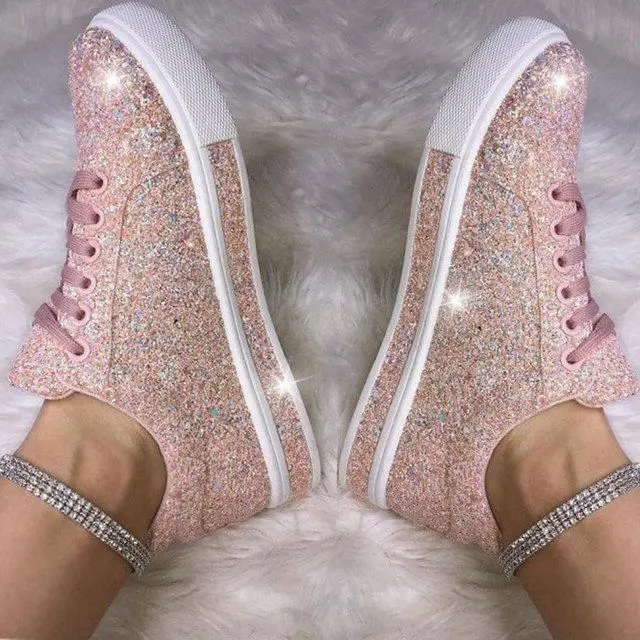 

New Women's Shoes Sneakers Shiny Shoes Ladies Sexy Sneakers Women, Grey , black , pink ,blue