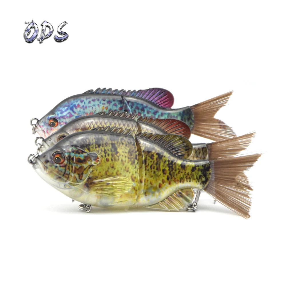 

ODS 58.3g 150mm Lifelike 3D Eyes 2 Section Bluegill Brush Tail Sunfishing Glide Swimming Bait floating lure